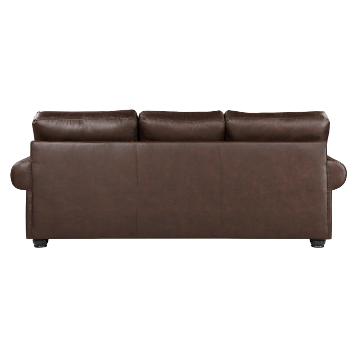 Franklin Exposed Feet With Espresso Faux Wood Sofa