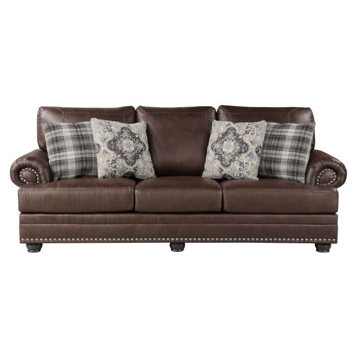Franklin Exposed Feet With Espresso Faux Wood Sofa