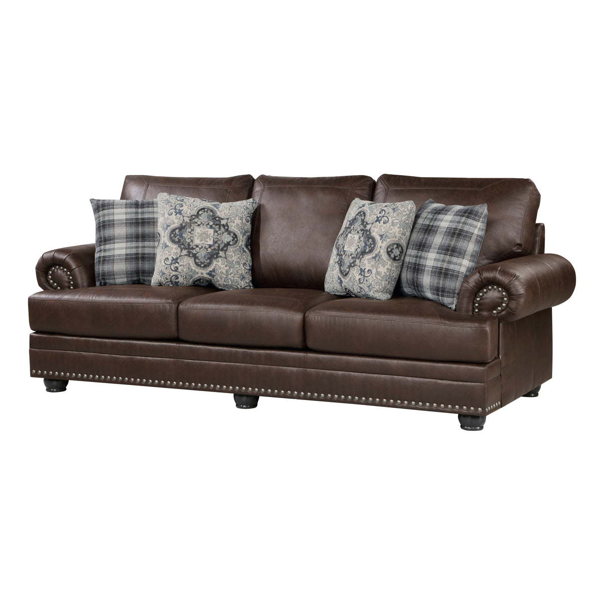 Franklin Exposed Feet With Espresso Faux Wood Sofa