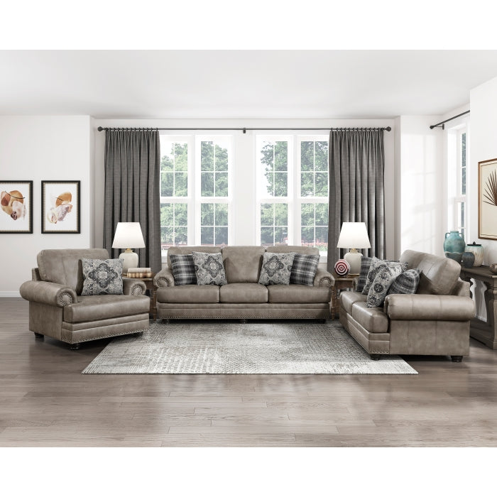 Franklin Exposed Feet With Espresso Faux Wood Sofa