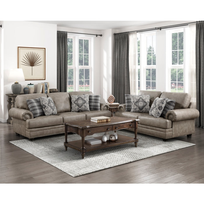 Franklin Exposed Feet With Espresso Faux Wood Sofa