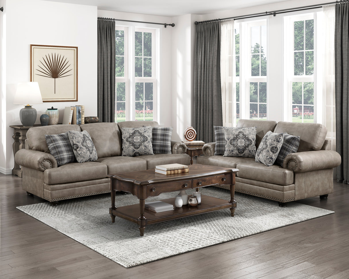 Franklin Exposed Feet With Espresso Faux Wood Sofa