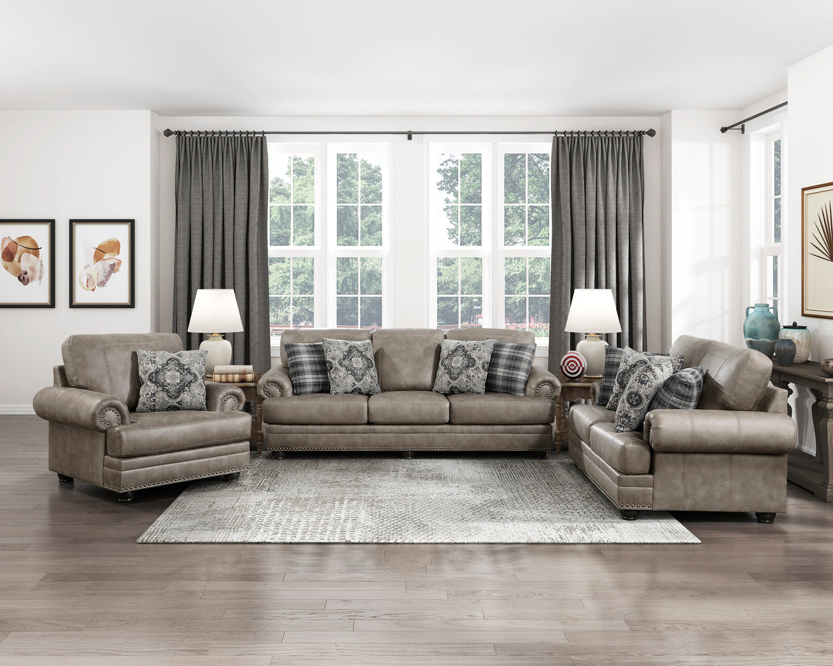 Franklin Exposed Feet With Espresso Faux Wood Sofa