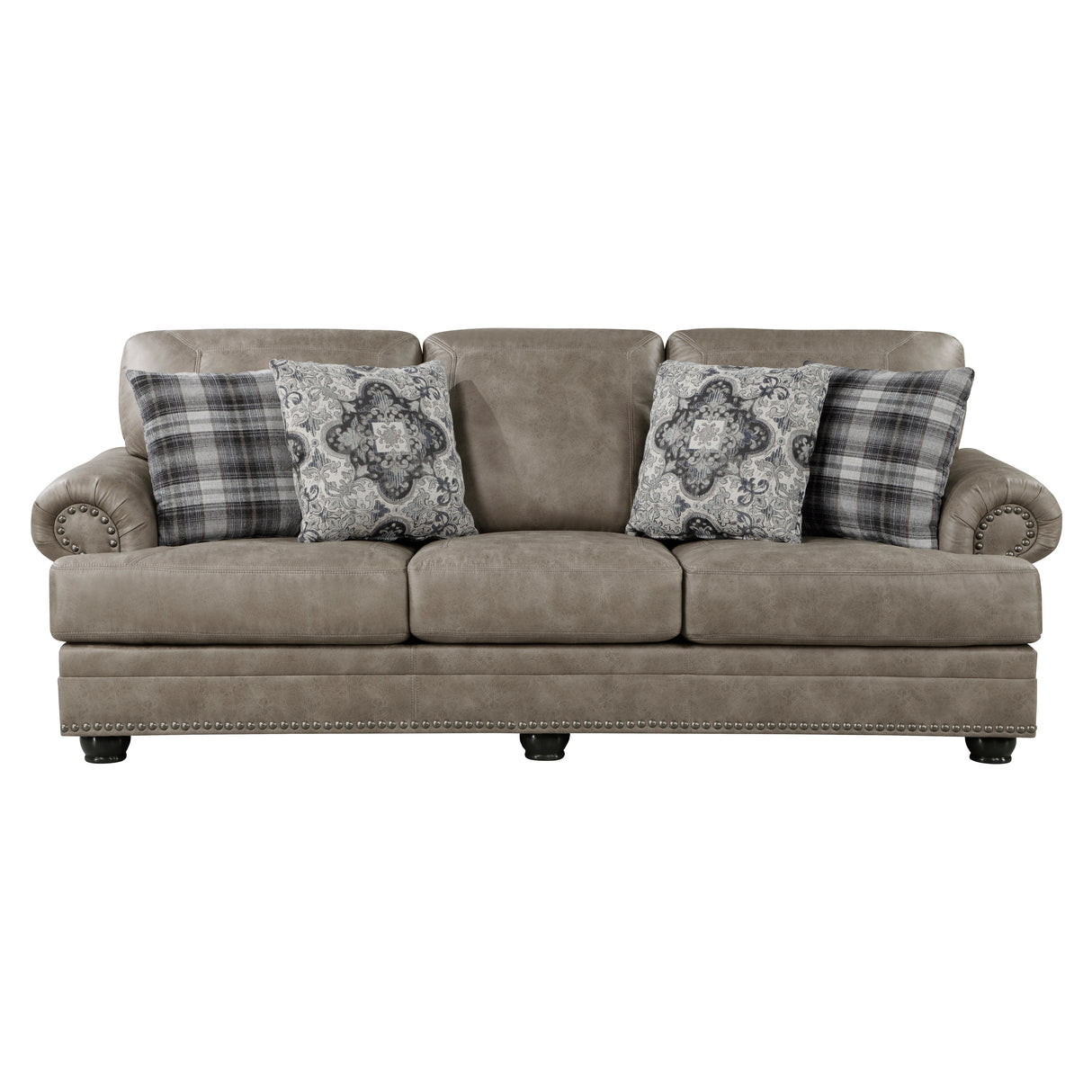 Franklin Exposed Feet With Espresso Faux Wood Sofa