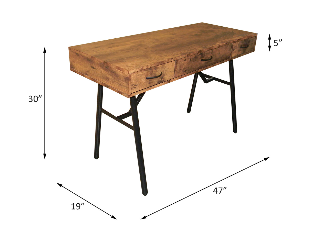 Jalia Rustic Oak & Black Finish Desk