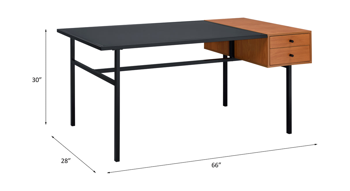 Oaken Honey Oak & Black Finish Desk