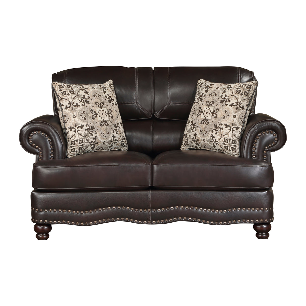 Milford Exposed Wood Feet With Espresso Love Seat
