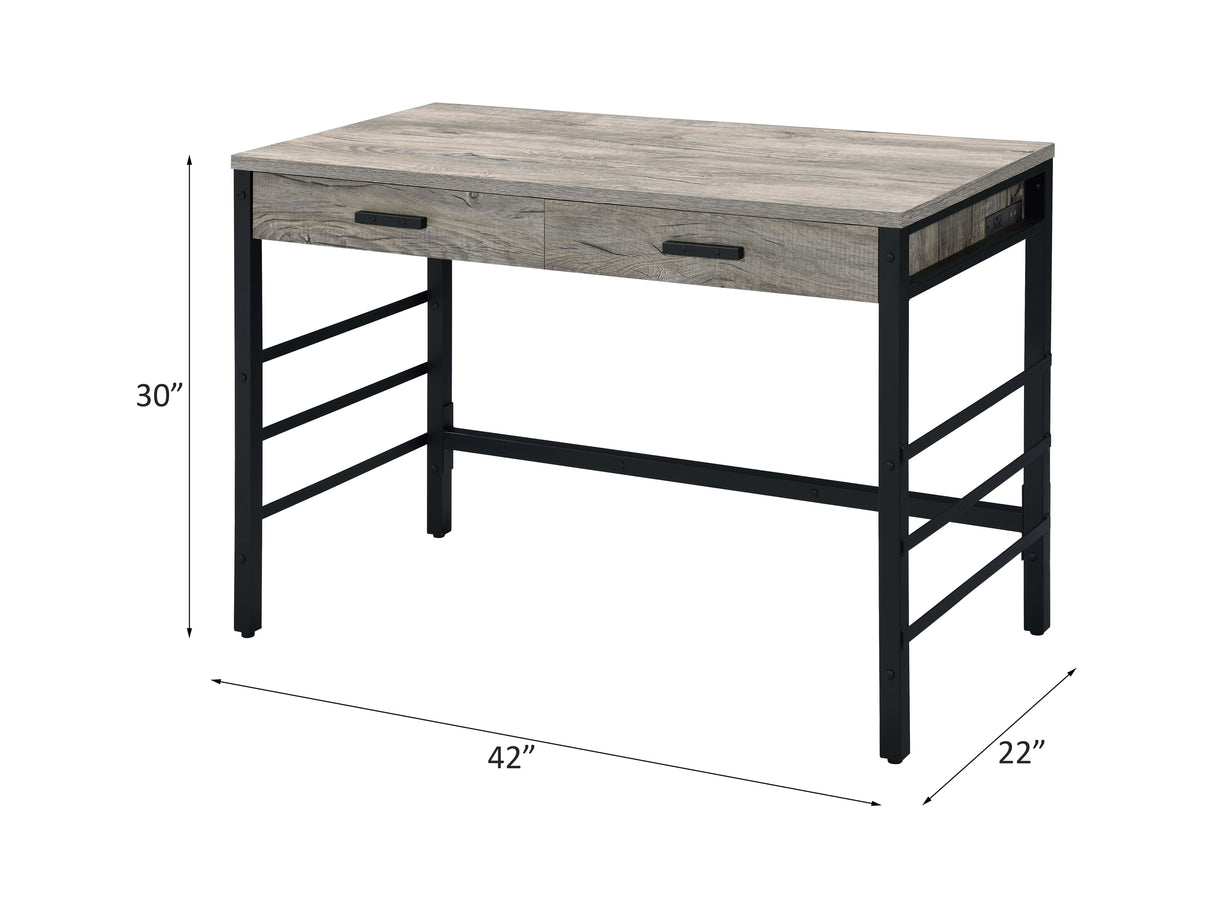 Disho Light Weathered Oak & Black Finish Desk