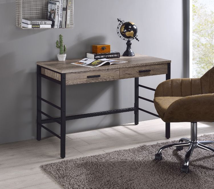 Disho Light Weathered Oak & Black Finish Desk