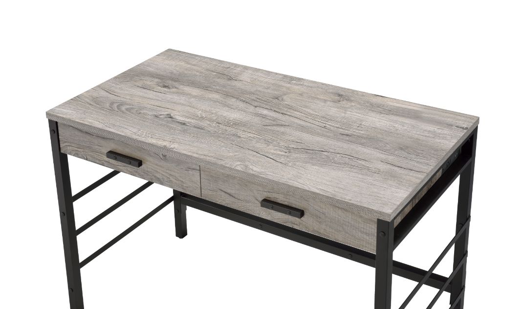 Disho Light Weathered Oak & Black Finish Desk