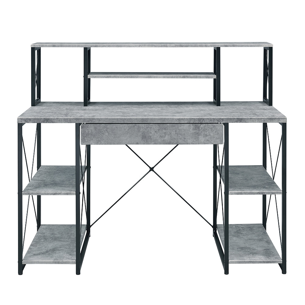 Amiel Faux Concrete & Black Finish Writing Desk