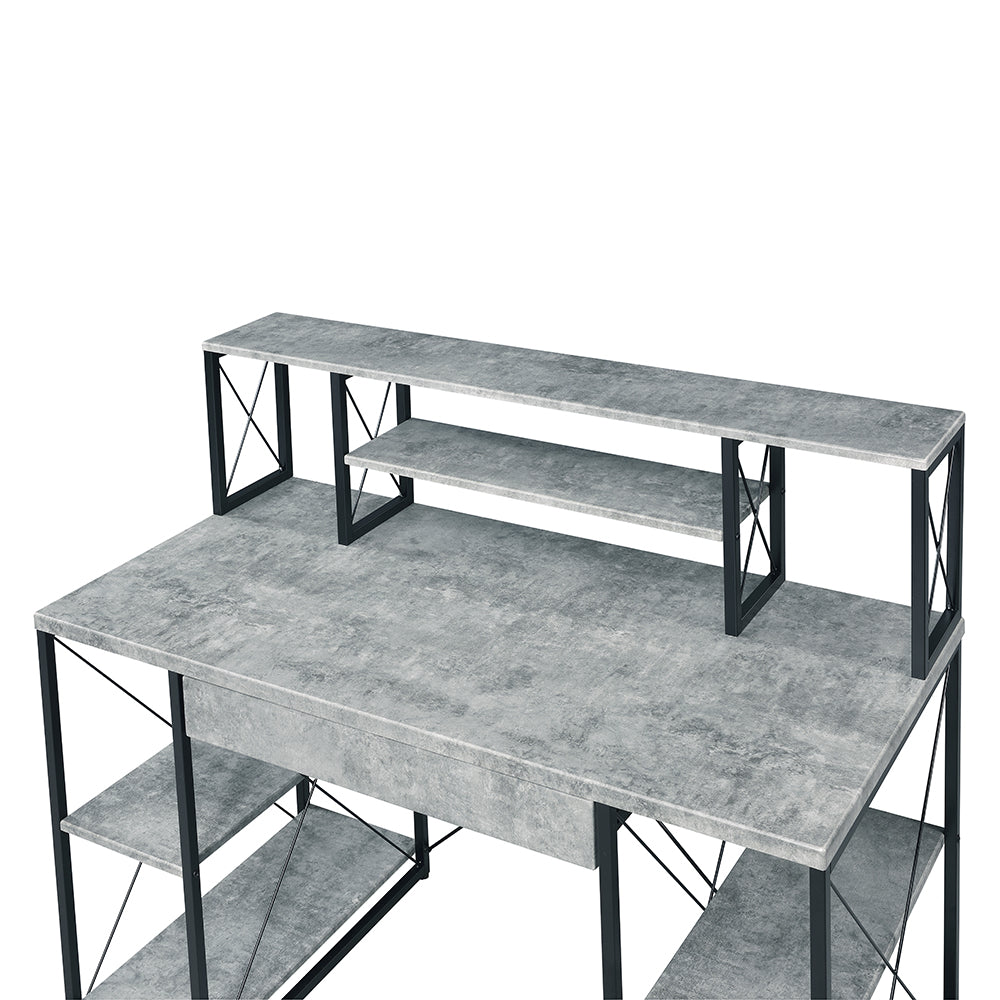 Amiel Faux Concrete & Black Finish Writing Desk