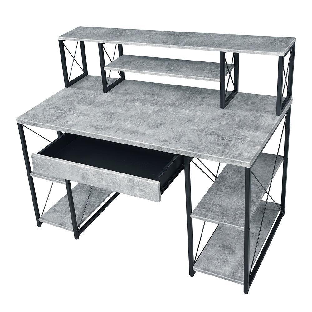 Amiel Faux Concrete & Black Finish Writing Desk