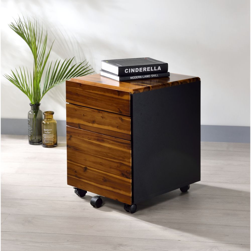 Jurgen Oak & Black Finish File Cabinet