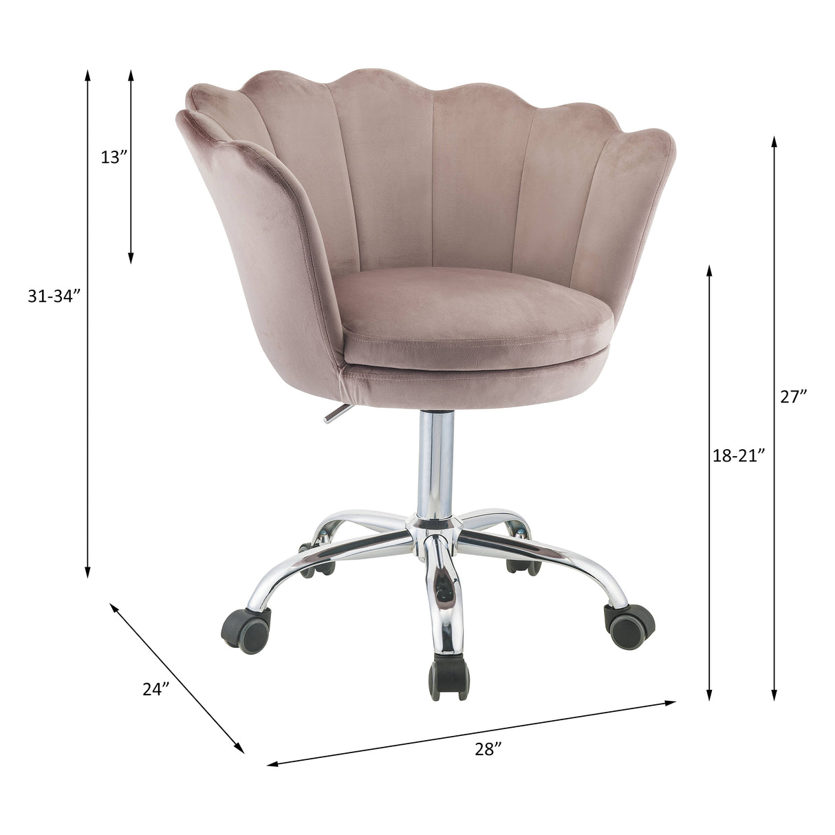 Micco Rose Quartz Velvet & Chrome Finish Office Chair