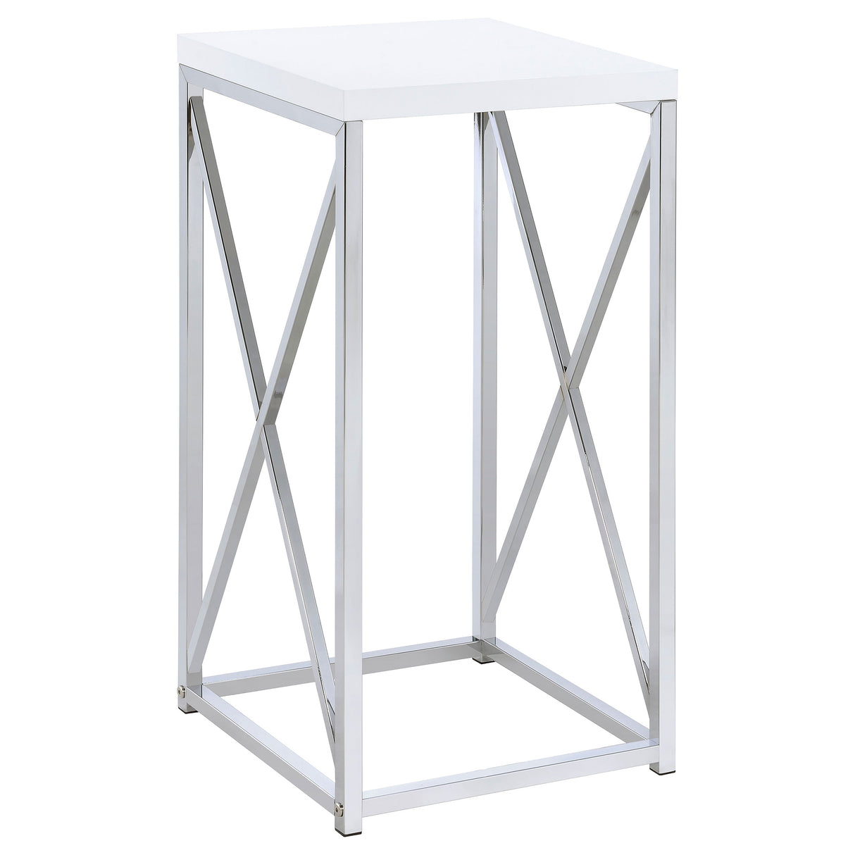 Edmund Accent Table With X-Cross Glossy White And Chrome