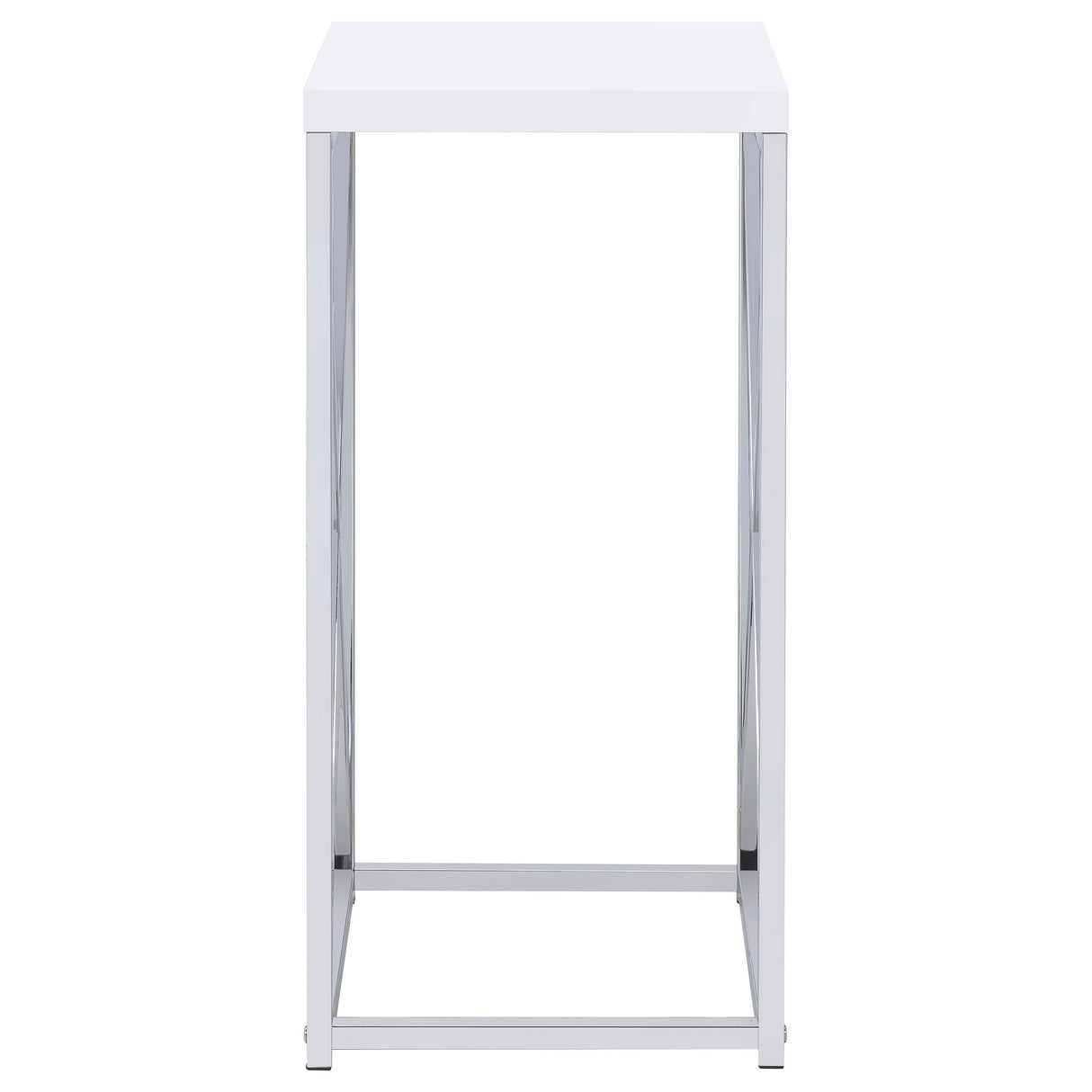 Edmund Accent Table With X-Cross Glossy White And Chrome