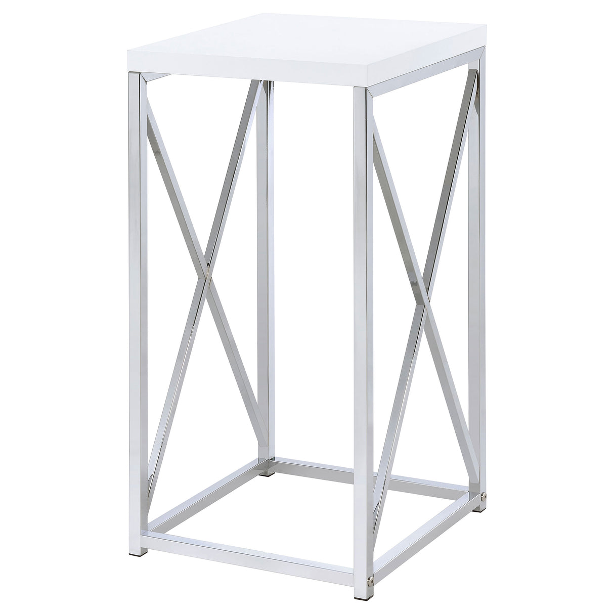 Edmund Accent Table With X-Cross Glossy White And Chrome