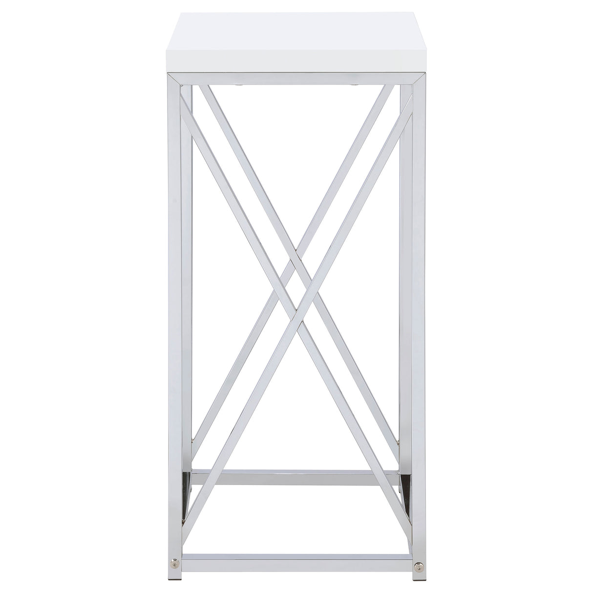 Edmund Accent Table With X-Cross Glossy White And Chrome