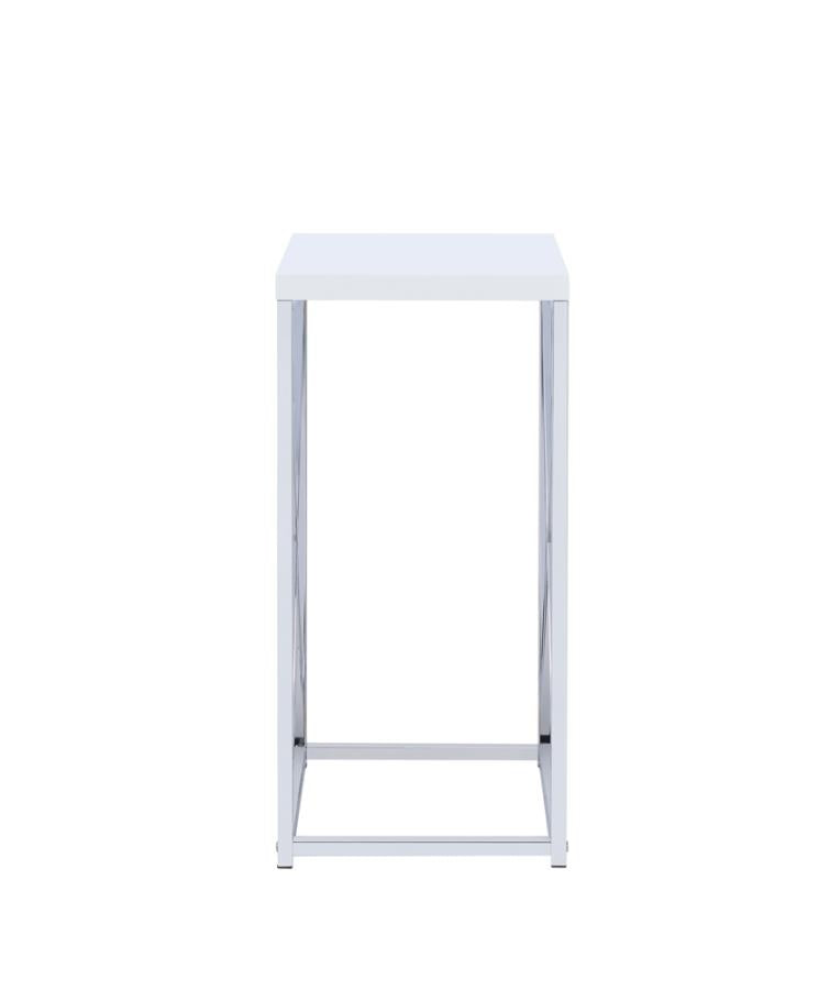 Edmund Accent Table With X-Cross Glossy White And Chrome