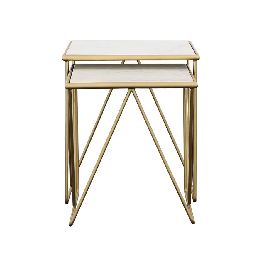 Bette 2-Piece Nesting Table Set White And Gold