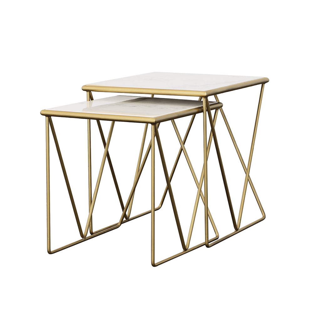 Bette 2-Piece Nesting Table Set White And Gold