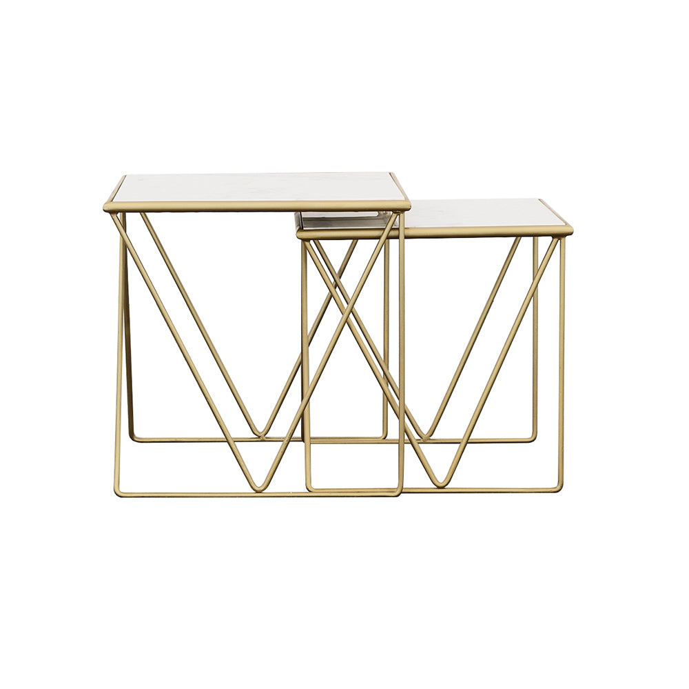 Bette 2-Piece Nesting Table Set White And Gold