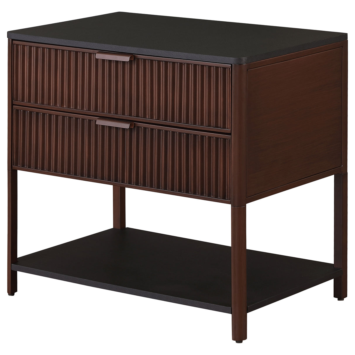 Zimmerlee Rust Brown 2-Drawer Side Table With Shelf