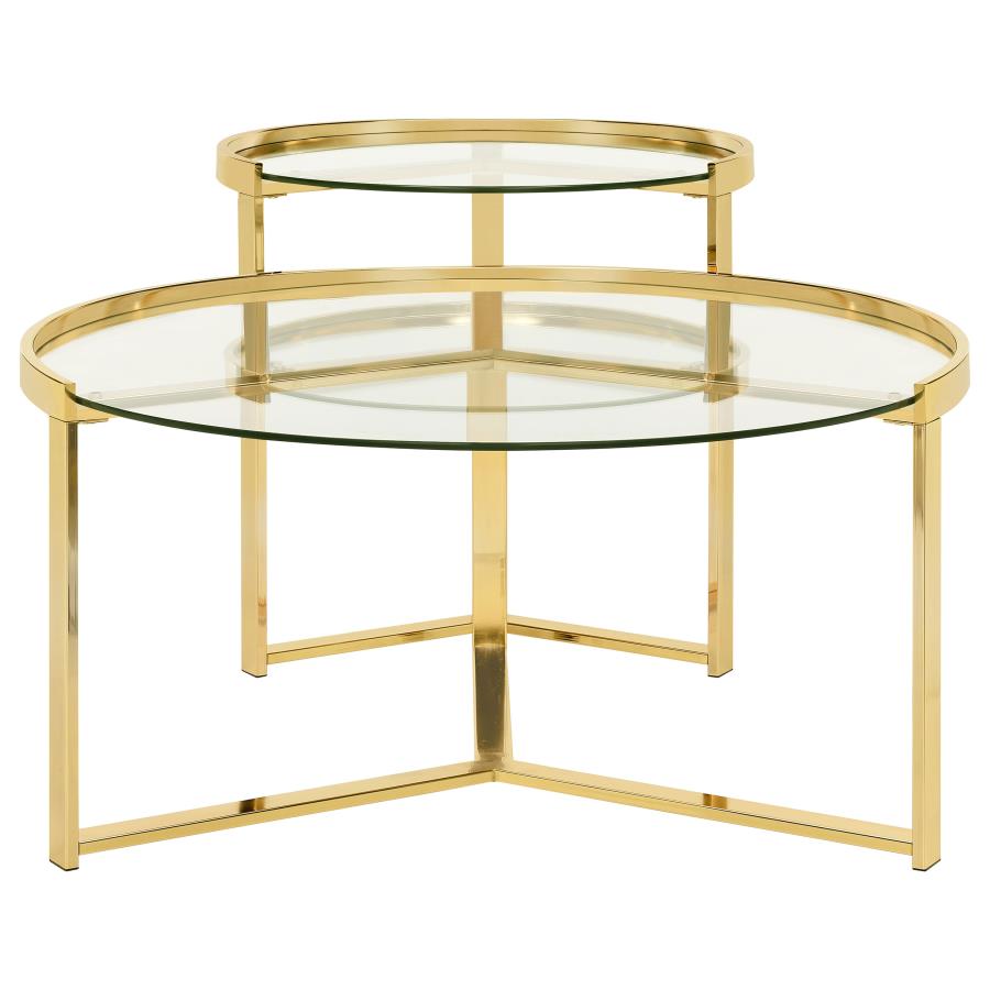 Delia 2-Piece Round Nesting Table Clear And Gold