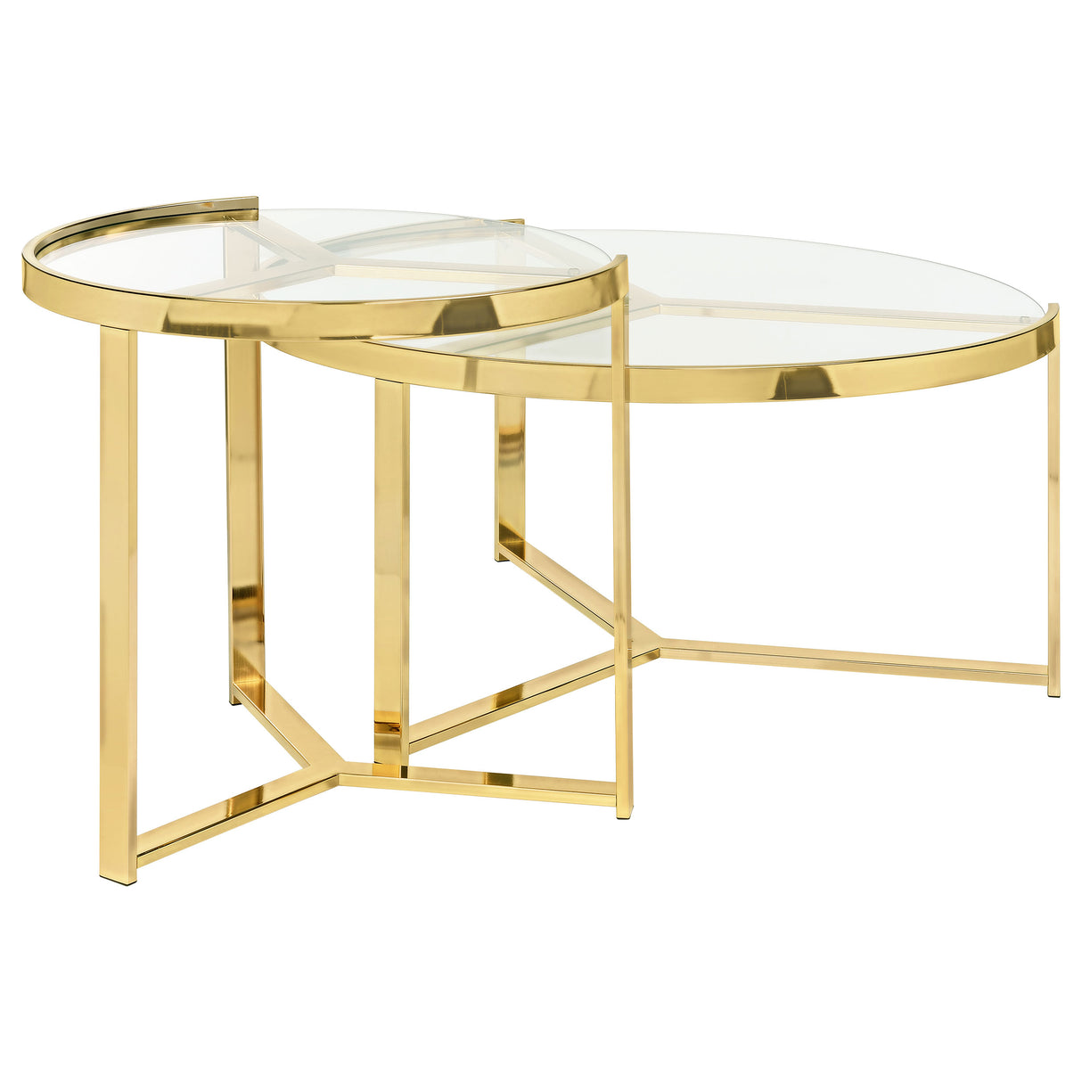 Delia 2-Piece Round Nesting Table Clear And Gold