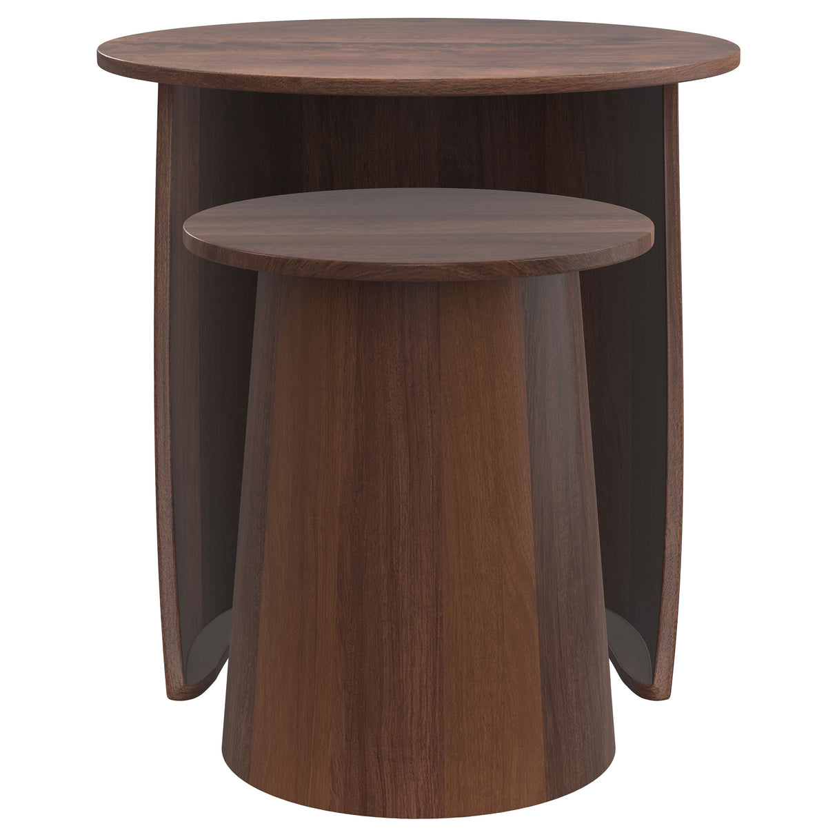 Yency 2-piece Round Mango Wood Nesting Table Set Dark Brown