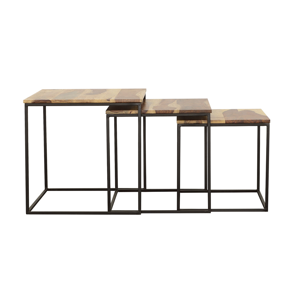 Belcourt 3-Piece Square Nesting Tables Natural And Black
