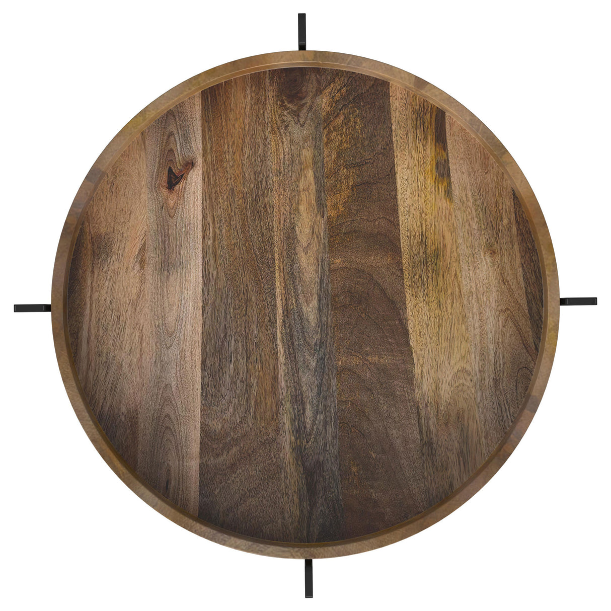 Adhvik Round Accent Table With Marble Shelf Natural And Black