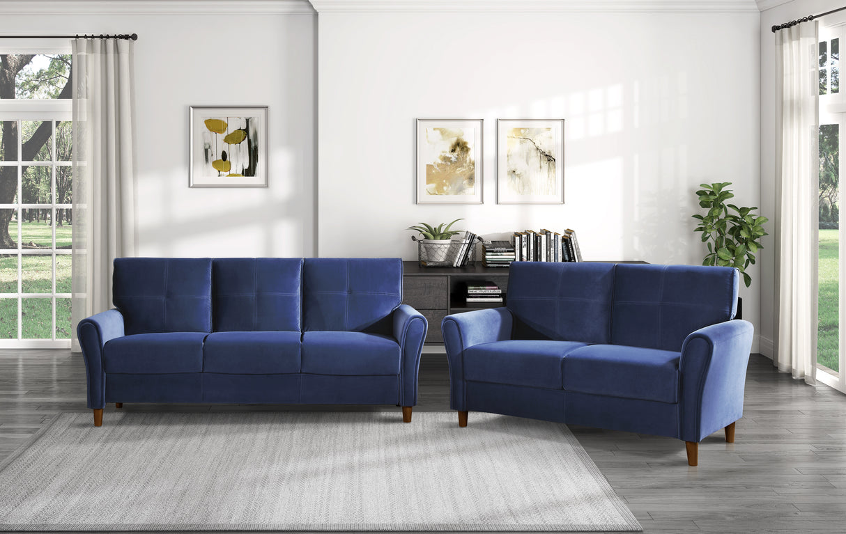 Dunleith Blue Velvet Sofa