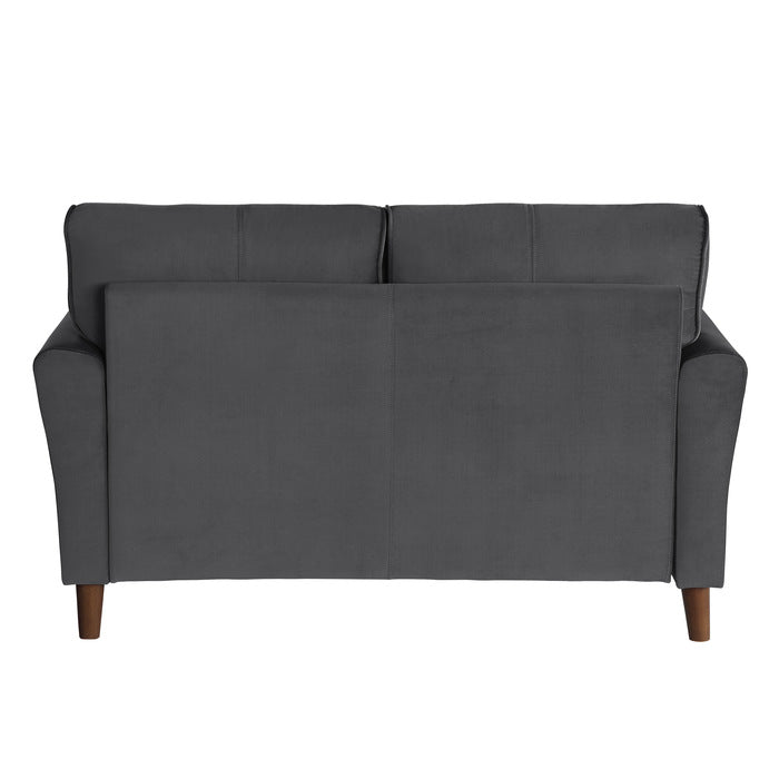 Dunleith Charcoal Gray Velvet Loveseat