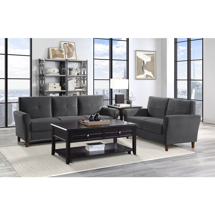 Dunleith Charcoal Gray Velvet Sofa