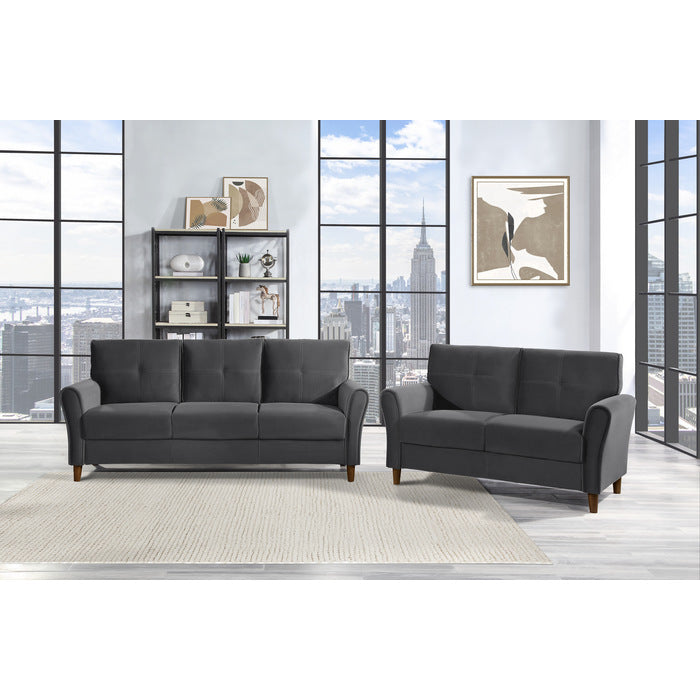 Dunleith Charcoal Gray Velvet Sofa