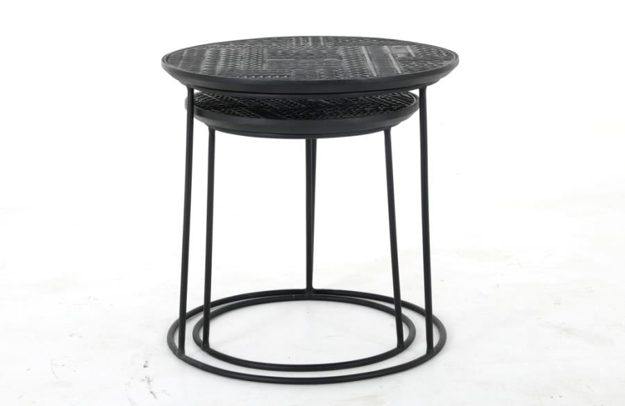 Loannis 2-Piece Round Nesting Table Matte Black