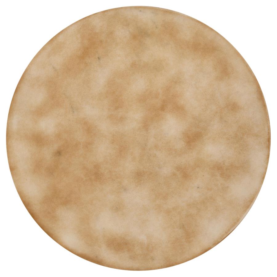 Bernardo Round Accent Table With Bird Cage Base Natural And Gunmetal