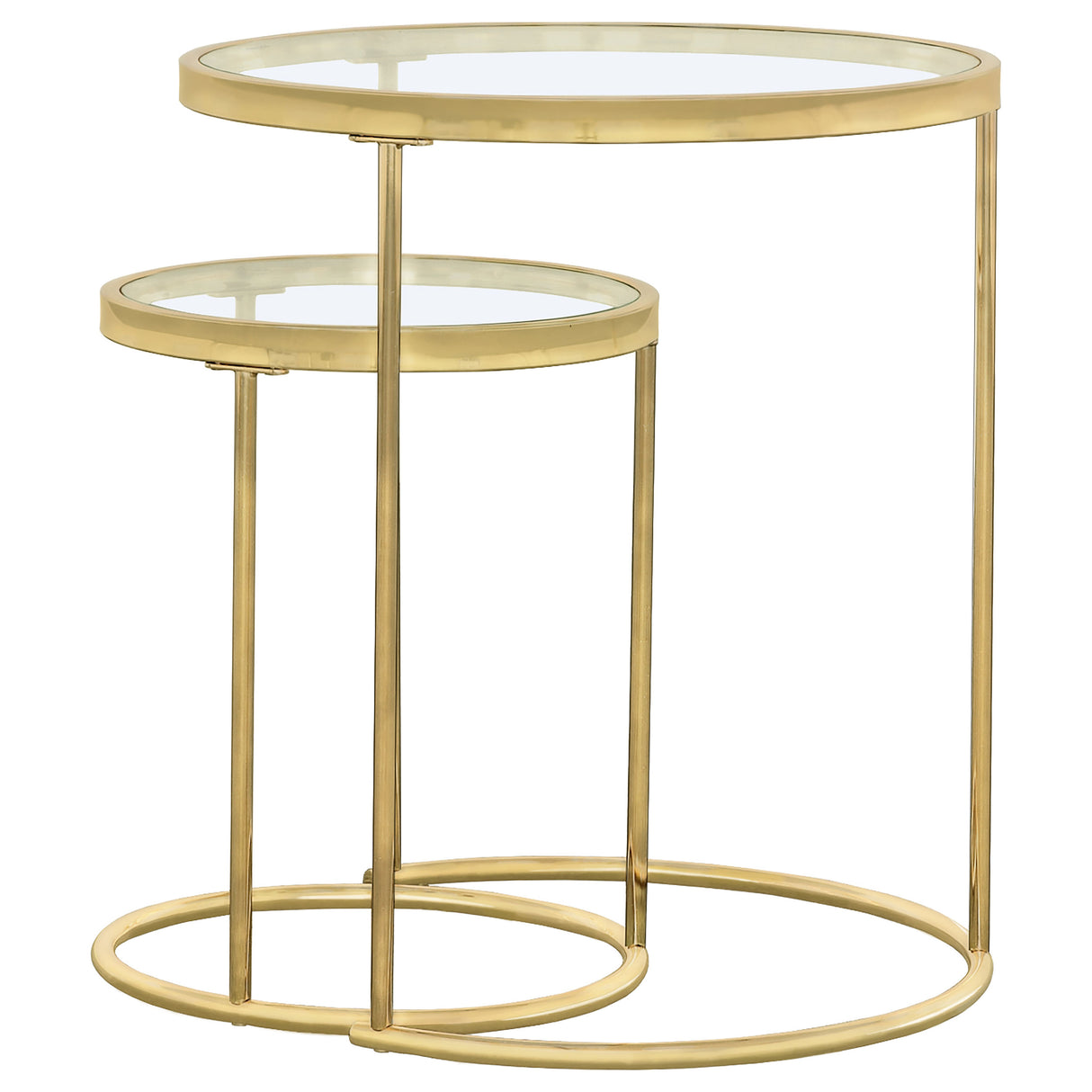 Maylin 2-Piece Round Glass Top Nesting Tables Gold