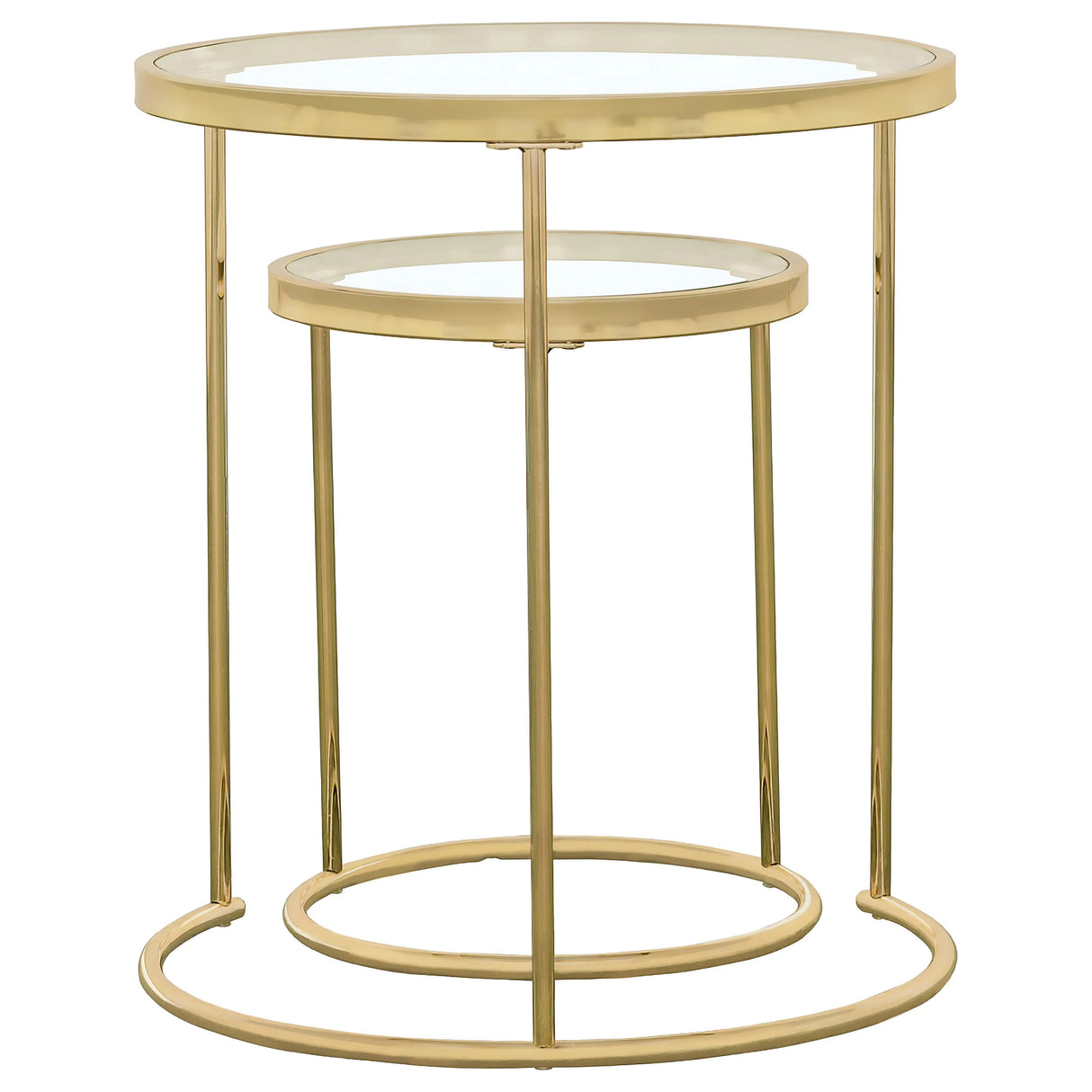 Maylin 2-Piece Round Glass Top Nesting Tables Gold