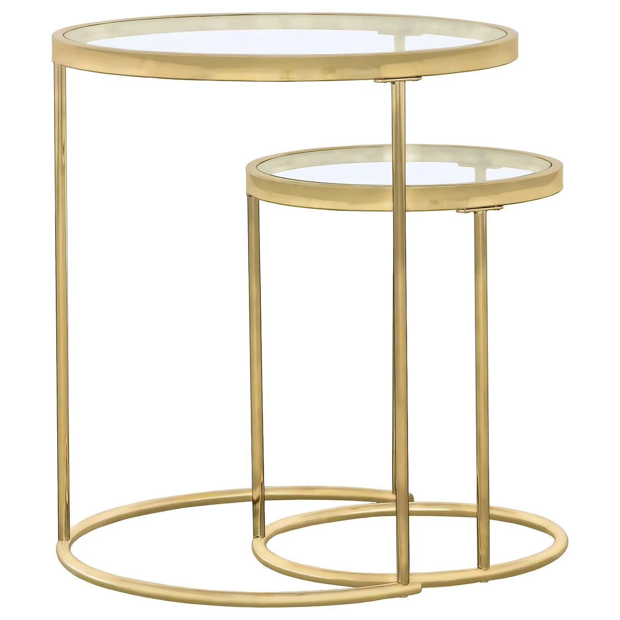 Maylin 2-Piece Round Glass Top Nesting Tables Gold