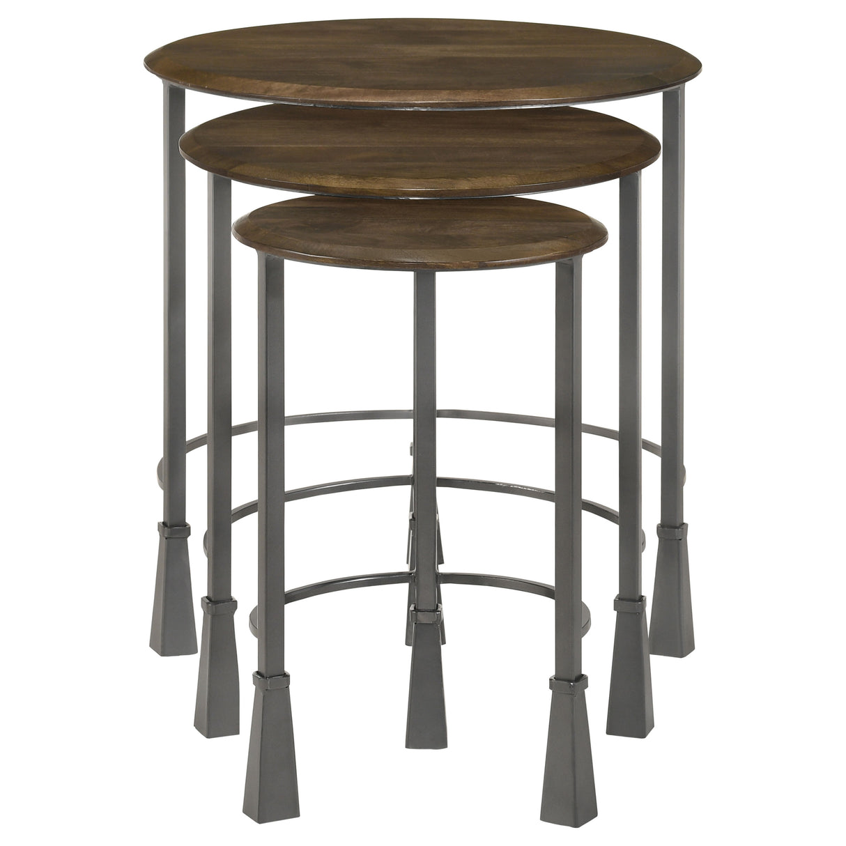 Deja 3-Piece Round Nesting Table Natural And Gunmetal