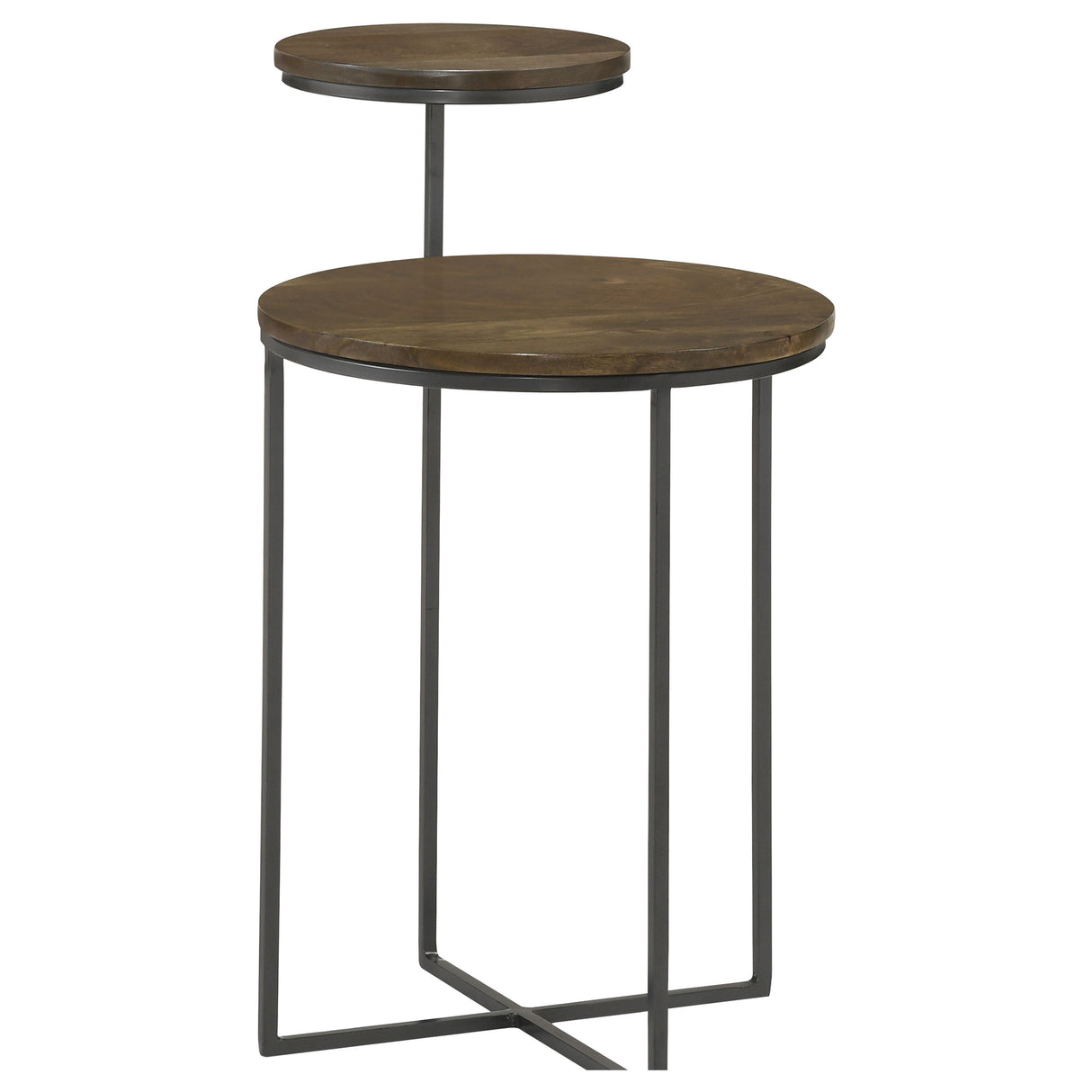 Yael Round Accent Table Natural And Gunmetal