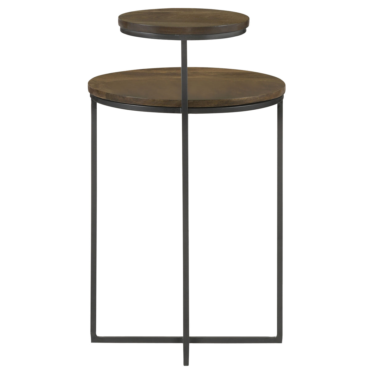 Yael Round Accent Table Natural And Gunmetal