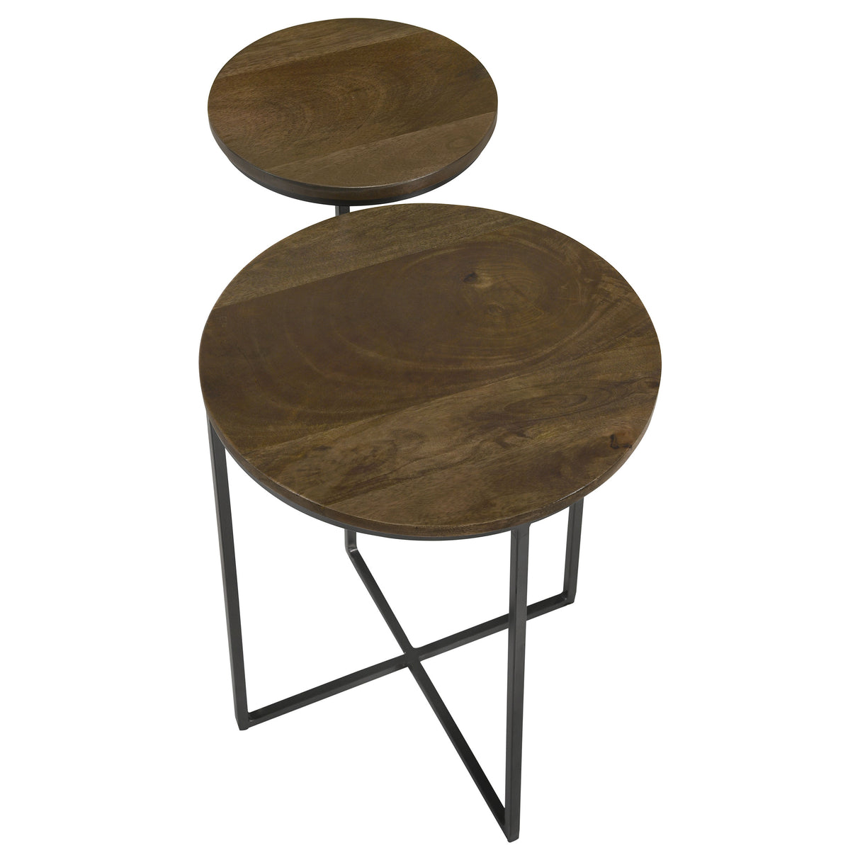 Yael Round Accent Table Natural And Gunmetal