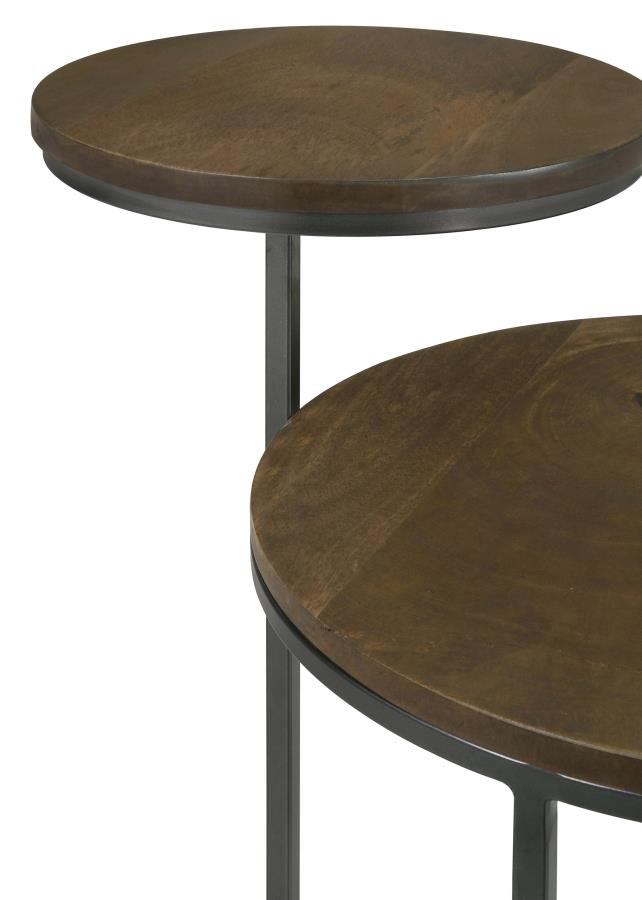 Yael Round Accent Table Natural And Gunmetal