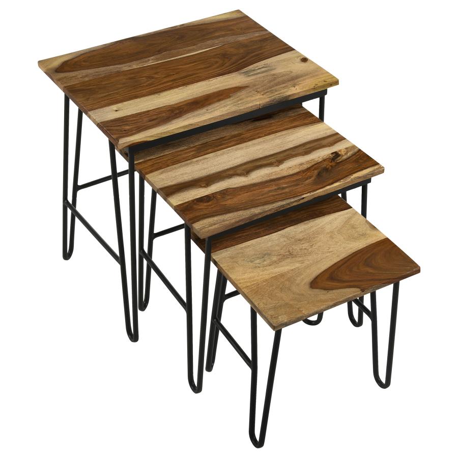 Nayeli 3-Piece Nesting Table With Hairpin Legs Natural And Black
