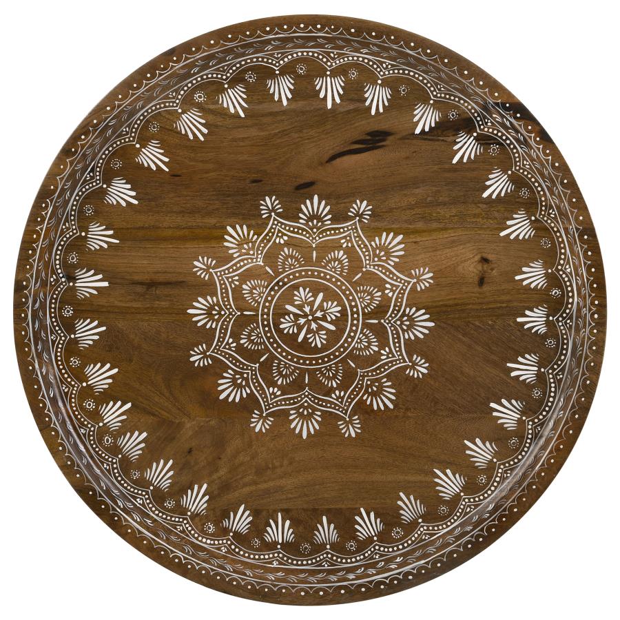 Nuala 2-Piece Round Nesting Table With Tripod Tapered Legs Honey And Black