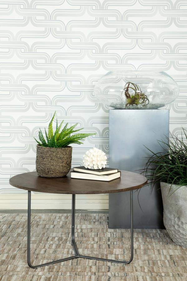 Yaritza Round Accent Table With Triangle Wire Base Natural And Gunmetal